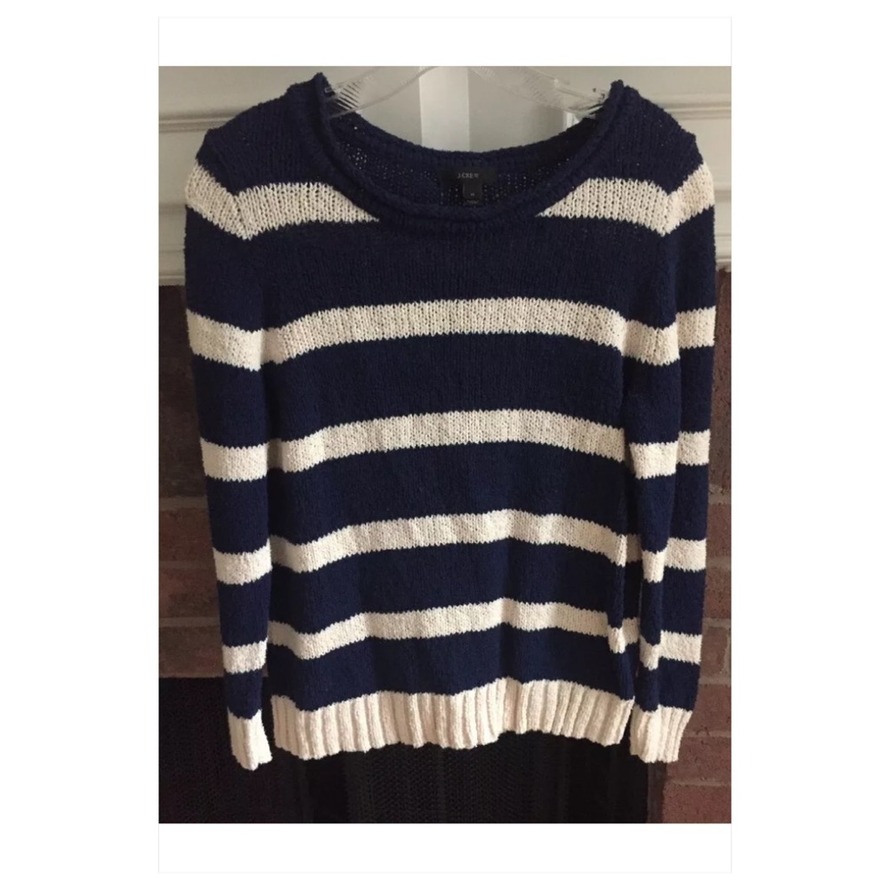 Jcrew Striped Beige Blue Sweater Top SZ Medium